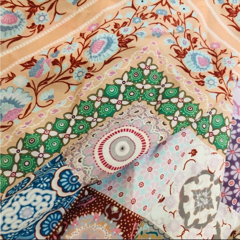 Multicolor Boho Mixed Pattern Open Front Kimono - image 4